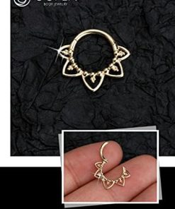 14K Gold 16G Septum Ring - Cat Ear Design piercing