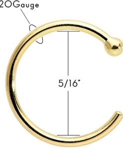 18k Gold Hypoallergenic Nose Hoop Ring in 20 Gauge 5/16