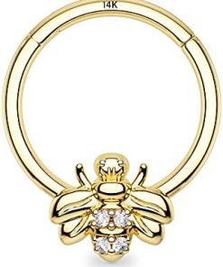 Gold Nose Ring Hoop Bee Septum Ring