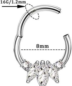 14K White Gold 16G Septum Ring & Earring Hoop