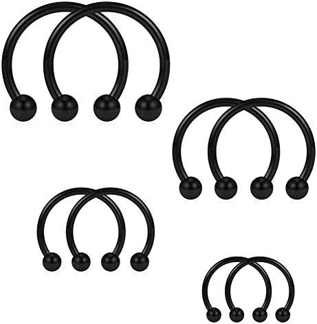 Black Stainless Steel Nose Septum Horseshoe Earrings
