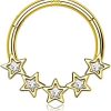 14K Gold With Clear CZ Gold Star Septum Ring