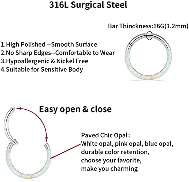 16G/18G Stainless Steel CZ/OPAL Piercing Septum Ring