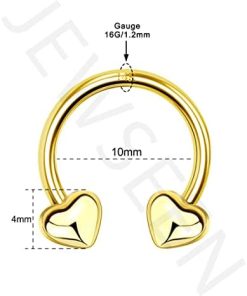 16G Real Gold Heart Septum Piercing Ring