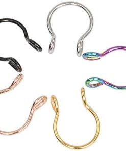 5 Pcs Stainless Steel Fake Septum Ring- Nose Hoop Ring