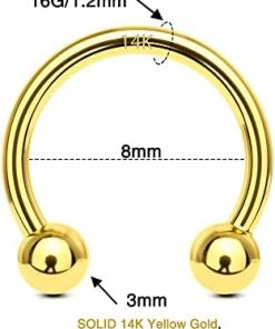 14K Gold Septum Rings 16G, Hypoallergenic Hoop Earrings for All Skin Types