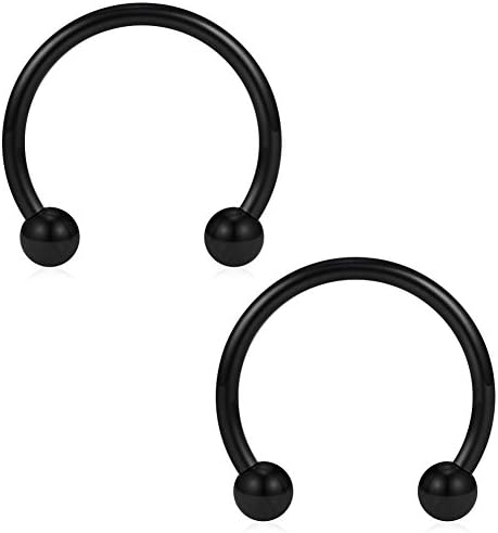 Black Stainless Steel Nose Septum Horseshoe Earrings