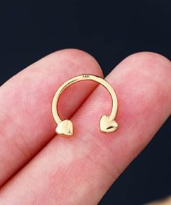 16G Real Gold Heart Septum Piercing Ring