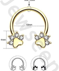 16G paw design Gold Septum Ring Daith Piercing Jewelry