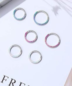 16G Opal CZ Daith Earring Hinged Septum Nose Ring Clicker