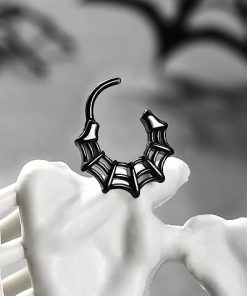16G Web Halloween Black Septum Ring Spider Nose Ring
