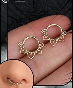 14K Gold 16G Septum Ring - Cat Ear Design piercing