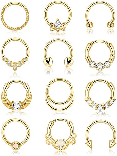 16g Triangle Septum Ring Rose Gold Septum Jewelry, Silver/Gold/Rose Gold, 8mm, 10mm, Rose Gold / 8mm