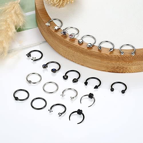 16 Gauge Star Horseshoe Septum Ring, Gold / 8mm