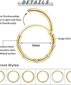Surgical Steel Hinged Hoop Nose Septum Ring-18G/16G Seamless Clicker