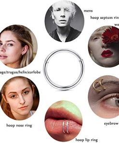 Hypoallergenic Stainless Steel Septum Nose Ring And Clicker -5 Pcs a Set-16G,18G, 20G