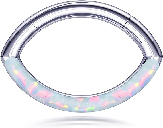 Titanium Opal Septum clicker Hypoallergenic Nose Ring