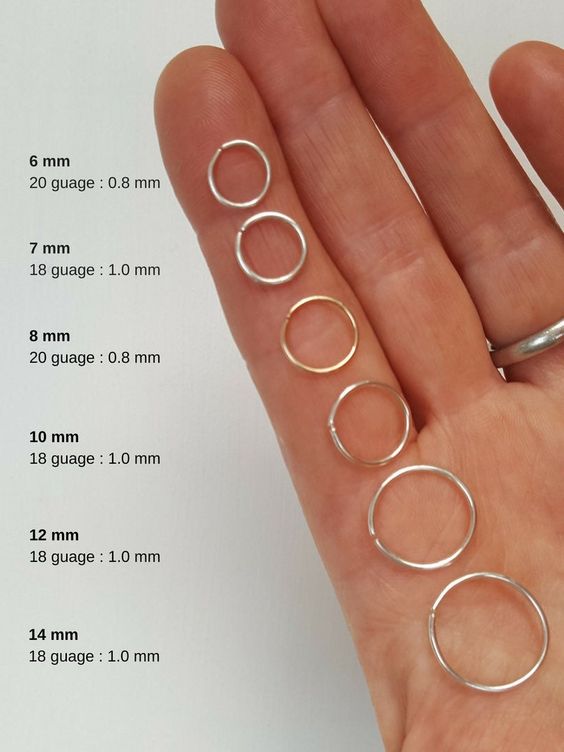 septum ring gauge in different sizes