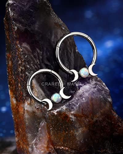 16G 8MMStainless Steel Double Moon Septum Ring With Opal