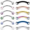 16mm Stainless Steel Curved Barbell Snake Eyes Tongue Ring