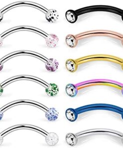 16mm Stainless Steel Curved Barbell Snake Eyes Tongue Ring
