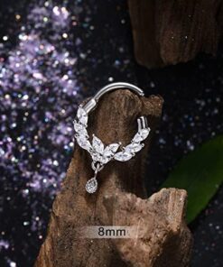 16G 8MMStainless Steel Double Moon Septum Ring With Opal