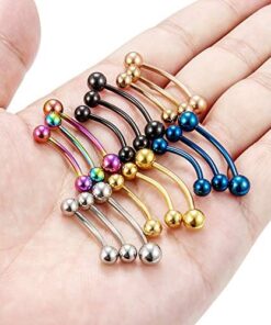 14G Snake Eyes Tongue Rings With Curved Barbells (18PCS )