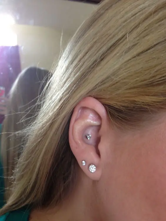 Double Lobe and Conch Piercing
