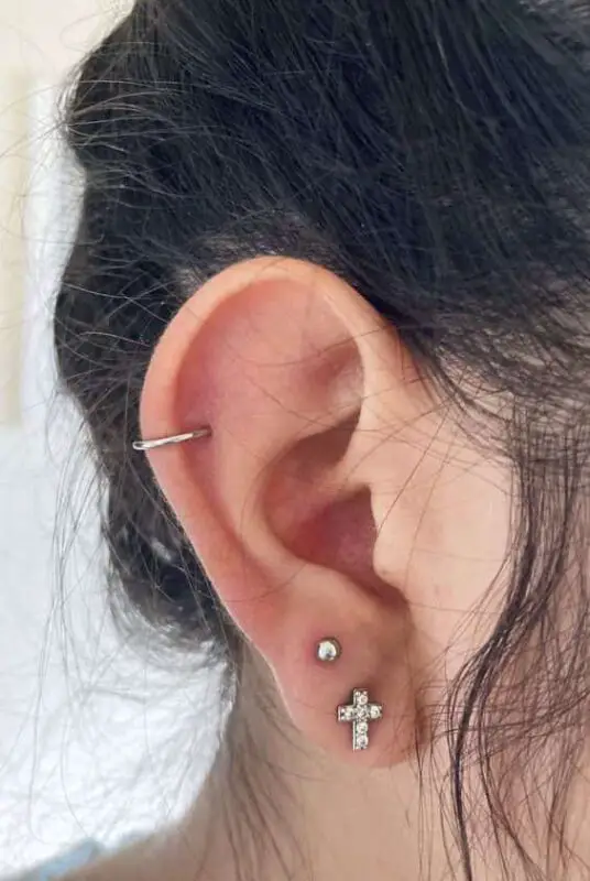 Double Lobe and Helix Piercings